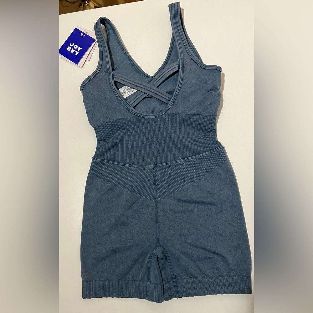 JoyLab Seamless Ribbed Romper – Slate Blue Size S - Picture 4 of 6